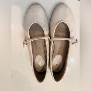 Zara ivory leather mary Jane ballet flats